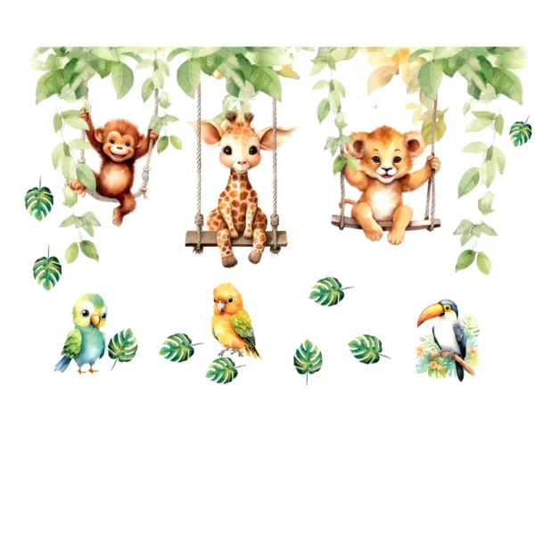 Sticker Animaux savane et oiseaux
