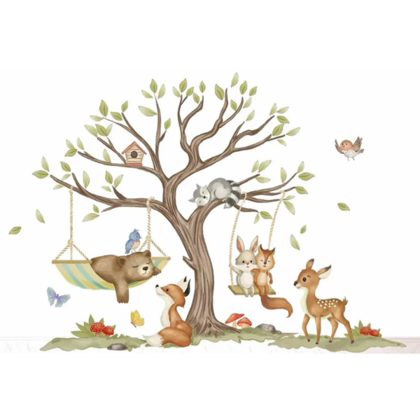 Sticker Arbre et animaux de la forêt