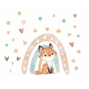 Sticker bébé Arc en ciel et Renard