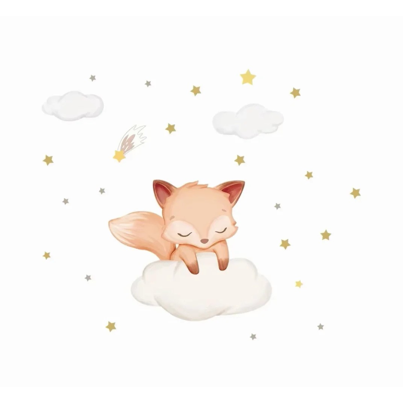 Sticker bébé Renard sur nuage