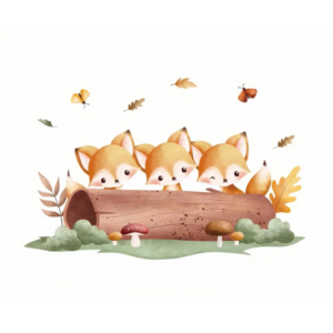 Sticker bébé Renards cache cache