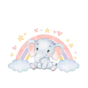 Sticker enfant Arc en ciel Eléphant