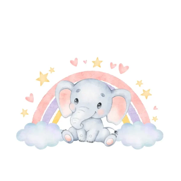 Sticker enfant Arc en ciel Eléphant