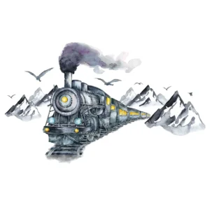 Sticker Locomotive et montagnes