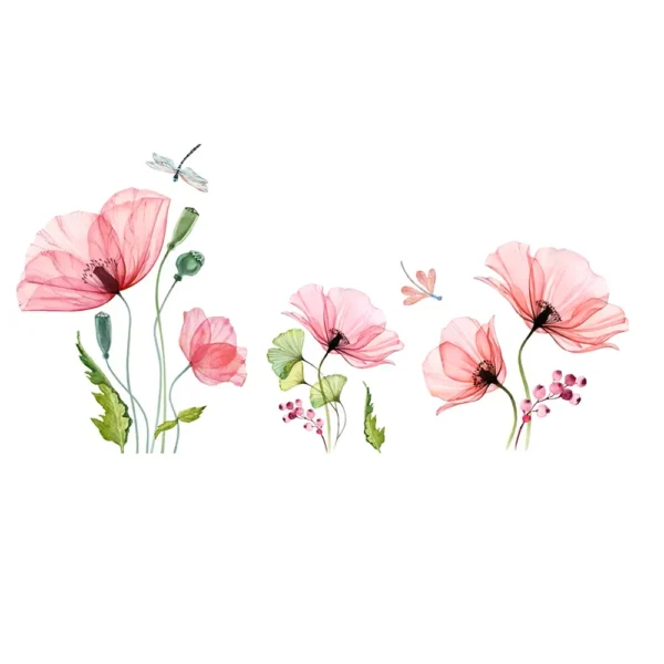 Stickers Fleurs de pavot roses