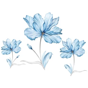 Stickers Grandes fleurs bleues