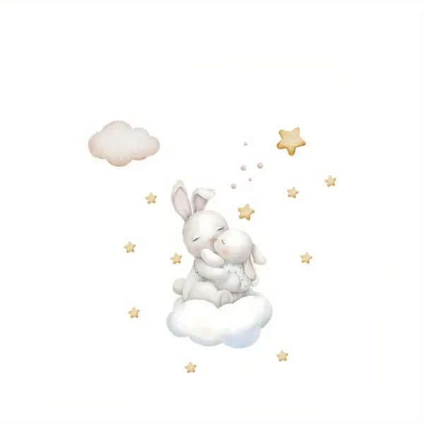 Stickers enfant Maman et bébé lapin