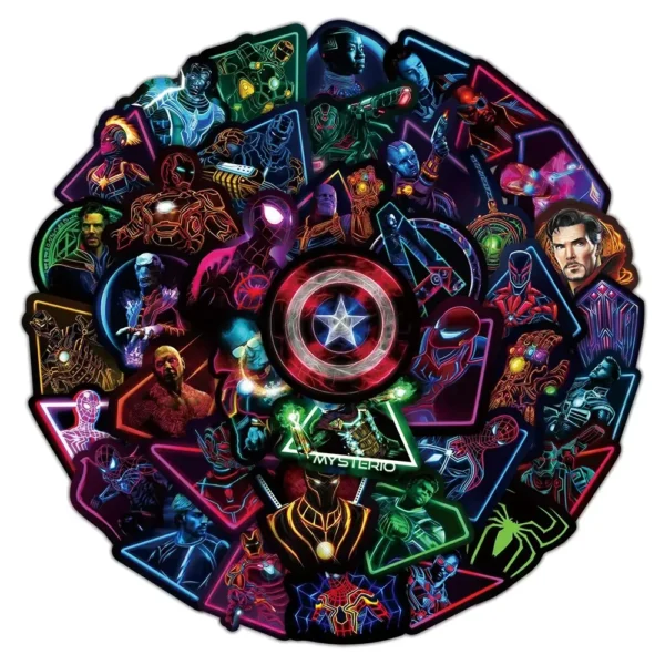 50 mini stickers néon Marvel