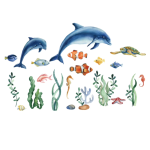 Sticker Dauphins et poissons