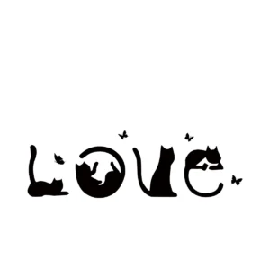 Sticker Love chats noirs