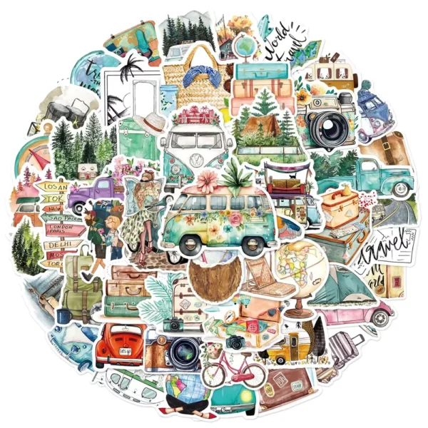 50 mini stickers Voyage road trip