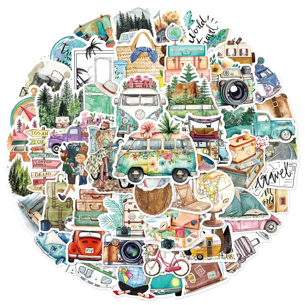 50 mini stickers Voyage road trip