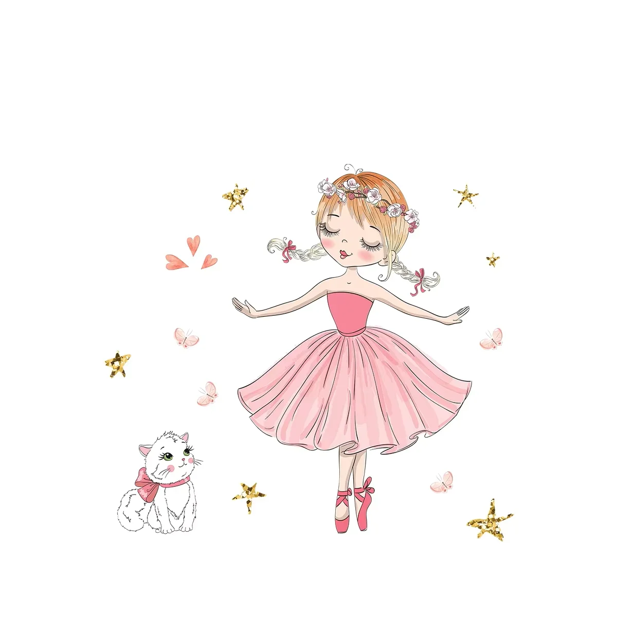 Sticker Danseuse étoile et chat