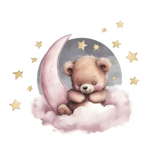Sticker Oursonne endormie sur lune