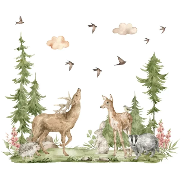 Stickers Cervidés en forêt
