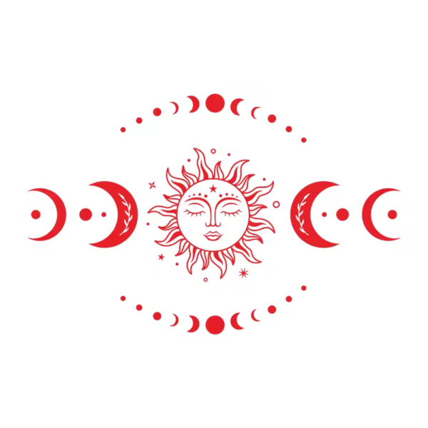Stickers-Soleil-visage-et-lune-rouge