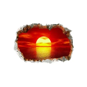 Sticker 3D Océan et Lever de Soleil