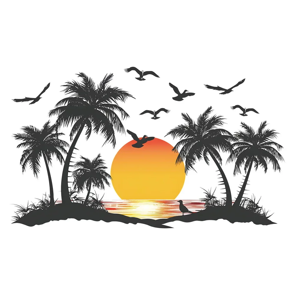 Sticker Coucher de soleil sur île