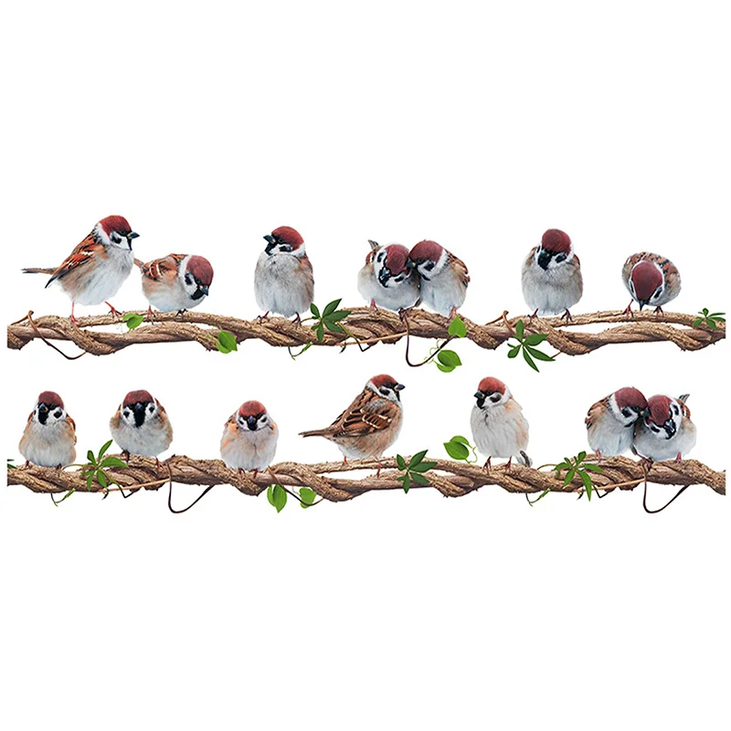Stickers muraux Oiseaux alignés