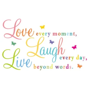 Sticker mural citation Love Laugh Live