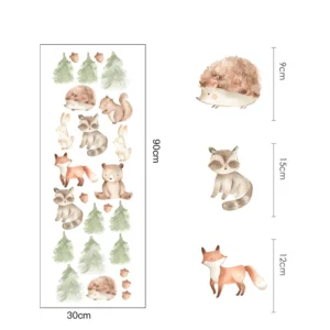 Stickers Petits animaux et sapins