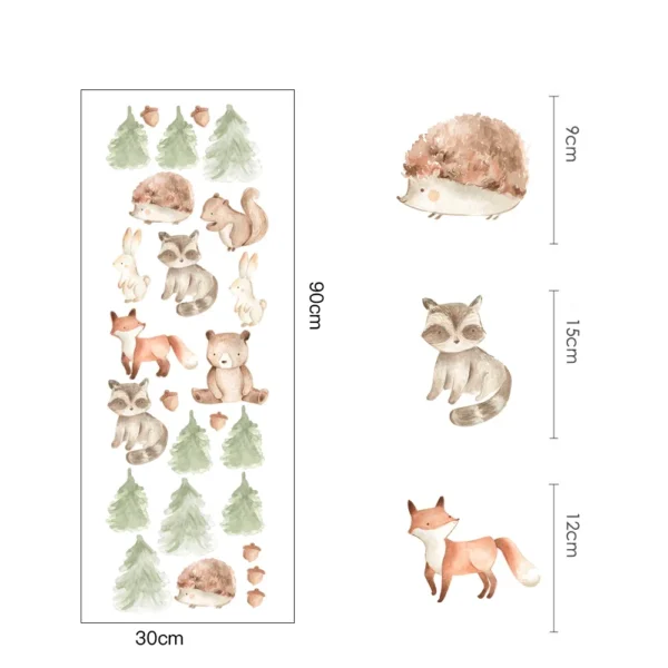 Stickers Petits animaux et sapins