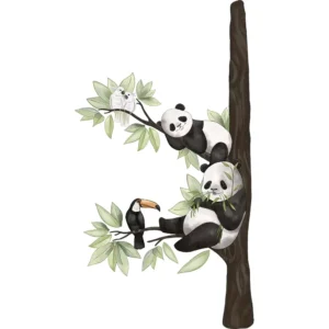 Sticker Pandas perchés dans arbre