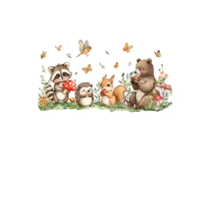 Sticker chambre enfant Ours brun et ses amis