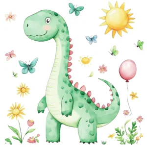 Stickers chambre enfant – Gentil dinosaure vert