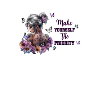 Sticker mural – Femme fleurie et papillons
